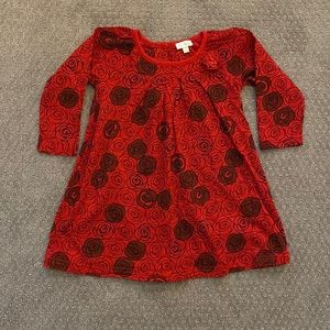•LE TOP• Toddler Girl Long Sleeve Dress w/ Rose Design